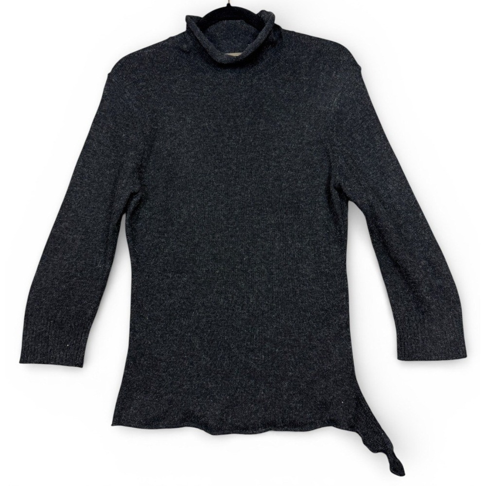 Vintage J Crew Roll Neck Sweater Womens L Large Charcoal Gray Angora Wool Knit